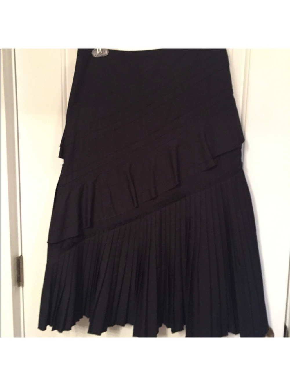 LINDA BERTOZZI SKIRT MIDI BLACK ARCHITECTURAL PANELS PLEATS size 6